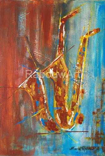 Schilderij 18, Saxofoon, 40 x 60 cm (verkocht)